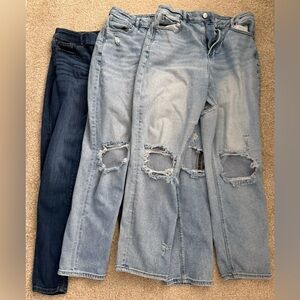 3 pairs of jeans - american eagle and express - all size 8